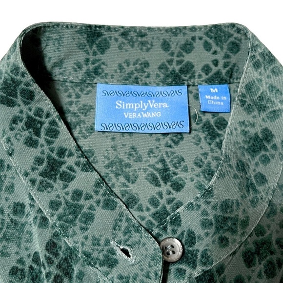 Simply Vera Vera Wang Green Patterned Dress with Tie Front Sz Med - Picture 6 of 10